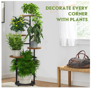 Étagère en bois de support de plante en métal à 5 niveaux d'intérieur moderne de haute qualité pour Pot de fleur d'angle pour salon balcon chambre utilisation de jardin - Product Image 4