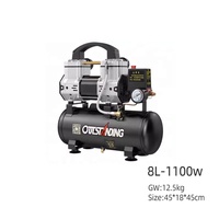 Compresseur d'air portable sans huile ultra silencieux 10L 1100W Air Tools Steel Tank