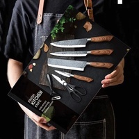Yangjiang Houtnerf Gecoat Handvat Gehamerd Blade Chef Cleaver Mes 6 Stuks Keukenmessen Keukenmes Set Met Schaar Dunschiller