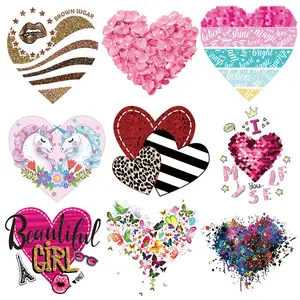Valentijnsdag Ijzer Op Stickers Voor Kleding Decoratie Liefde Hart Patroon Gedrukt Sticker Klaar Om Warmte Overdracht Dtf Sticker