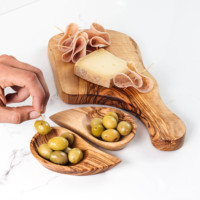 Planche à découper rustique en bois d'olivier tunisien, faite à la main, naturelle, avec poignées, ustensile de cuisine, fabriquée en Tunisie, 10
