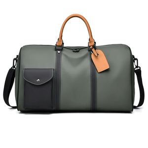 メーカー製PUレザーダッフルバッグ メンズ ジム 旅行 多機能収納 強化ステッチ 広々とした内装 - Product Image 4