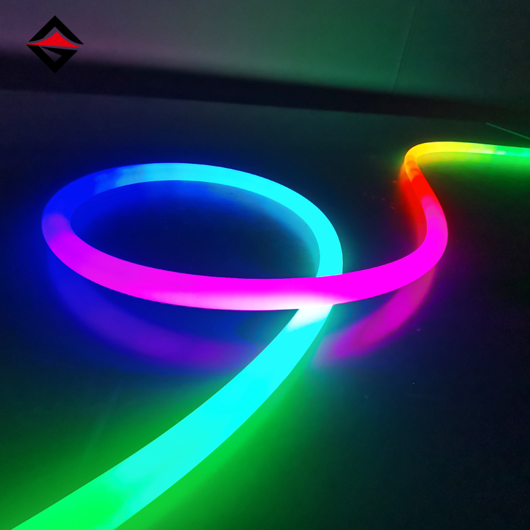 Lampu strip fleksibel fleksibel kabel neon led bulat 360 derajat tabung silikon IP67 rgb putih diameter 12V 24V 25mm