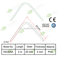 Profilé d'angle de protection murale en PVC, nouveau matériau écologique, antibactérien, angle latéral à 90 degrés, taille 25 mm HS625