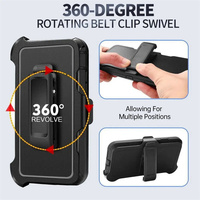 Étui antichoc robuste magnétique 3-en-1 avec clip ceinture pour iPhone 16E, 15, 16, 14 Plus, 13, 12, 11, 17 Pro Max
