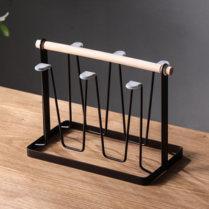 Support à tasses de luxe avec plateau, égouttoir de bureau à séchage rapide, forme carrée, couvercle en bois JH020 - Product Image 3