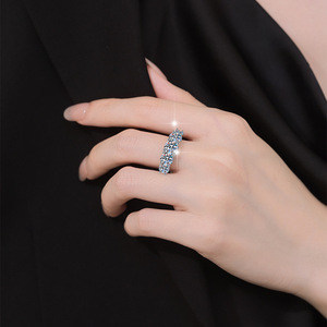 Bague de luxe ZHIMEI en moissanite taille princesse pour femme, en argent sterling S925, avec 5 pierres, pour fiançailles, mariage, alliance éternité, anniversaire - Product Image 4