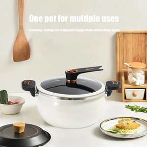 Casserole à pression <span class=keywords><strong>en</strong></span> <span class=keywords><strong>fonte</strong></span> émaillée grande capacité, antiadhésive, double poignée, pour soupe, ragoût, compatible avec les cuisinières à gaz et à <span class=keywords><strong>induction</strong></span> - Product Image 4