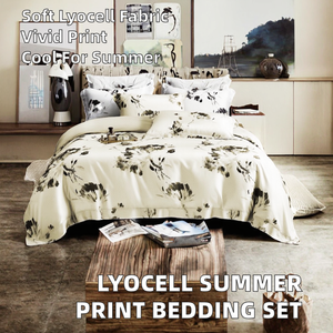 Parure de lit en fibre de Lyocell personnalisée pour l'été, textile de maison confortable, imprimé numérique blanc, 200 fils/cm², housse de couette, drap plat, taie d'oreiller, King/Queen - Product Image 2