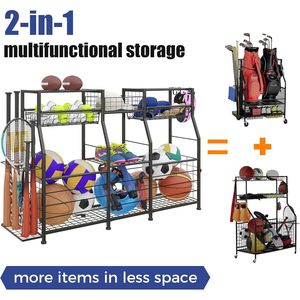 Équipement de sport en métal Organisateur de garage Rack de stockage de balles Corde élastique Treillis métallique Équipement de sport Système d'organisation de garage - Product Image 5