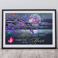 Peinture Diamant Paysage Arbre Papillon « Pour Toujours dans Mon Cœur » – Cadeau Doux pour Époux et Épouses, Décoration Intérieure 5L1657