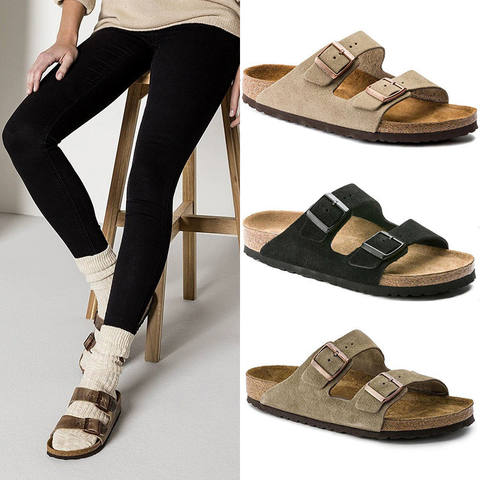 2025 Летняя обувь Birkenstocks Мужская и женская двубортная обувь из пробковой кожи на плоской подошве