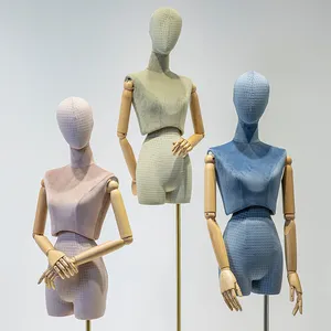 New Design Velvet Material Scarf Display Half Torso Female Mannequins With Metal Stand For Clothes Store