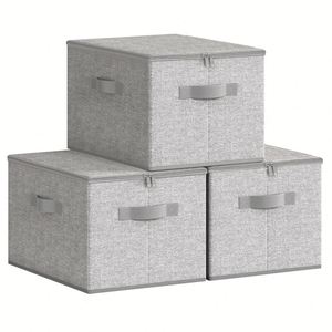 Foldable Storage Organiser Boxes 40 X 30 X 25 cm Non-Woven Fabric Storage <b>Basket</b> Bins with Lids - Product Image 1