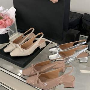 French Style Bow Front Flat Shoes with <b>Closed</b> <b>Toe</b> High Rear Platform Evergreen Design for Women - Product Image 2