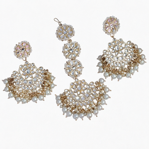 Gold Plated <b>White</b> <b>Pearl</b> Butterfly Ethnic Drop Dangle <b>Earrings</b> Jhumka Style for Wedding Party Women - Product Image 1