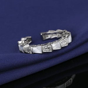 आधुनिक तांबे का रंग सांप की अंगूठी चमकदार क्यूबिक जिरकोनिया चांदी की प्लेटेड धातु सांप हड्डी की अंगूठी समायोज्य - Product Image 2