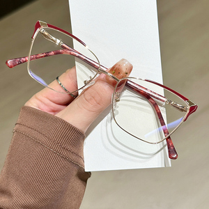Venta caliente Blue Light Blocking Cat Eye Frame Moda Mujer Square Metal Anti Blue Light Eyeglasses Frame - Product Image 3
