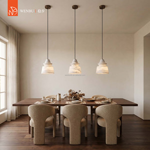 Lampe suspendue à plusieurs niveaux en albâtre espagnol, en laiton, pour salle à manger, villa, restaurant - Product Image 2