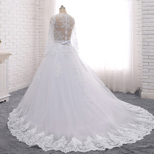Wedding Dress White Sweetheart Neckline Long Sleeve Lace Applique Floor Length A Line With Zipper Backless Design - Product Image 2
