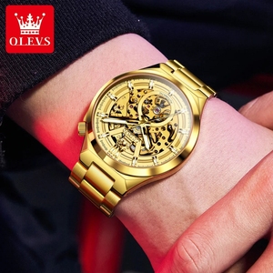 Montre homme OLVES 6722, livraison directe, montre mécanique automatique squelette de luxe, étanche, lumineuse, en acier inoxydable. - Product Image 3