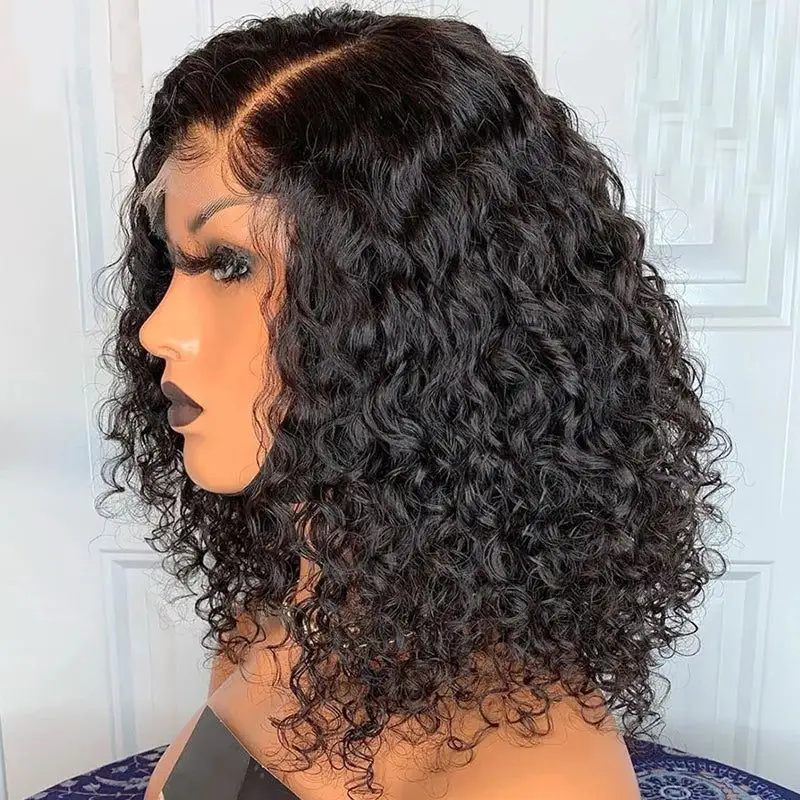 Jerry Curly Short Pixie Bob Cut Human Hair Wigs With Bangs Remy Curly Bob Wig For Black Women Full Machine Made Wig Cheap Vendor