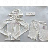 Ensemble de survêtement 2 pièces pour femme avec logo personnalisé, sweat à capuche court zippé et short cycliste assorti, style streetwear