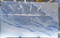 Desain dinding latar belakang marmer langit biru tembus cahaya kristal latar belakang marmer biru laut, marmer biru kristal Backlit alami