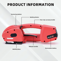 Máquina Flejadora de Plástico a Batería K2, para Flejes de PP/PET de 13-16mm, Tensión Máxima de 3200N, Soldadura por Fricción, 300 Flejes, Inalámbrica