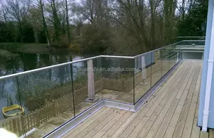 Glass Panel Railing Custom Frameless U Channel Glass Balustrade / Railing With Toughened Glass Panel