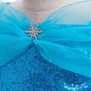 Robe de soirée princesse de glace pour filles 1-12 ans avec cape scintillante robe de bal en tulle bleu tenue d'anniversaire - Product Image 5