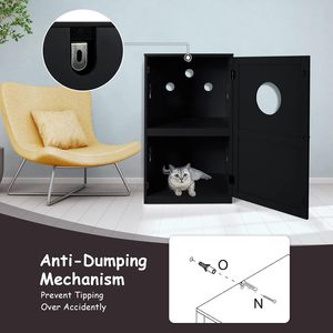 Banc de rangement <span class=keywords><strong>pour</strong></span> maison de chat à 2 niveaux Meuble de toilette caché avec porte d'entrée <span class=keywords><strong>pour</strong></span> chats et chiens - Product Image 2