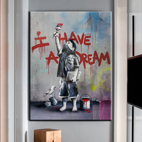 Banksy I HAVE A DREAM Pop-pintura en lienzo para decoración del hogar, arte de pared de calle, grafiti, imagen y carteles, Cuadros para decoración de habitación