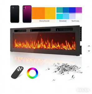 Chimenea de Vidrio Espejado de 100 Pulgadas con Vista de 3 Lados, 9 Colores de <span class=keywords><strong>Llama</strong></span>, Calentador de 750/1200W con Control Remoto - Product Image 5