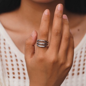 Ba hàng Mới Thép không gỉ nhẫn không thấm nước PVD mạ vàng thép không gỉ Vòng người phụ nữ - Product Image 4