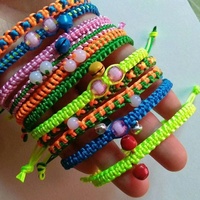 Bracelet en macramé à nœuds chinois tendance, cordon tressé, bricolage, pompons, perles, fil de nylon 2,0 mm