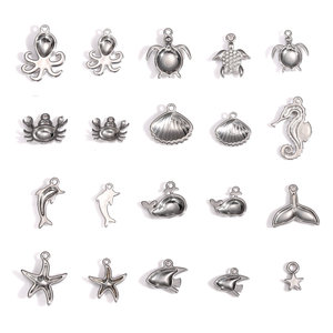 Wholesale 18K Gold Beach Mermaid Fish Shell Starfish Dolphin Turtle Pendant Stainless Steel Pendants <strong>Charms</strong> for Jewelry Making - Product Image 4