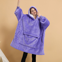 Fabriek Oversized Sherpa Deken Met Capuchon Zak En Mouwen Super Zachte Warme Fleece Pluche Gigantische Draagbare Deken Hoodie Volwassen