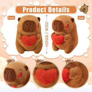 C039 Peluche de Capibara, Lindo Peluche de Capibara <span class=keywords><strong>con</strong></span> Corazón, Regalos de Capibara de Dibujos Animados, Animales de Peluche para Ocasiones Especiales y Festivales, Sin Relleno - Product Image 3