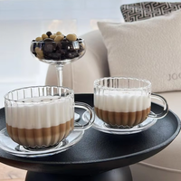 Lot de tasses à café en verre borosilicate haut de gamme, motif martelé dépoli, avec poignée, grande capacité, isothermes et anti-fuite, pour la vente en gros