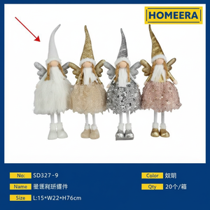 Decorazione all'ingrosso della bambola di natale in bianco L15xW22xH78cm cotone poliestere filo di plastica personalizzabile dimensioni artigianato per le vacanze - Product Image 1