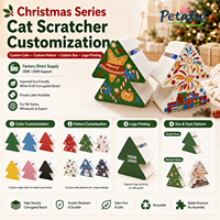 Griffoir pour chat en carton ondulé en forme de sapin de Noël avec piste à balles et clochette, sans assemblage, tapis de griffage résistant à l'usure, jouet pour chaton d'intérieur