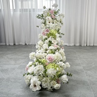 Décoration de mariage, art floral rose et vert, amaranthus, hortensia, fleurs artificielles en soie, chemin de table, arrangement haut de gamme, centre de table