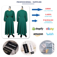 ADR051253 Robes de Soirée Tendance Grande Taille pour Femmes, Robes en Chiffon Plissé à Manches Bouffantes et Paillettes Coupe A-line, Robes Formelles pour l'Église pour Femmes