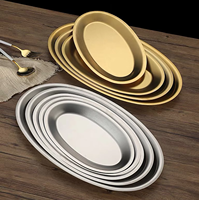 Plateau à Kimchi en Acier Inoxydable 304 Doré, Accessoires Coréens pour Bulgogi, Plat à Trempette à Double Paroi, Vaisselle de Restaurant Polie