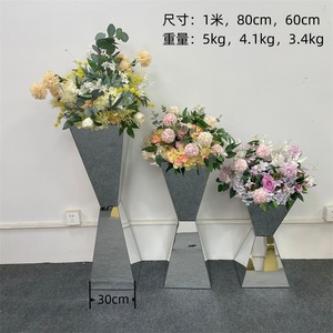 Soportes de <span class=keywords><strong>flores</strong></span> de acero inoxidable dorado y plateado, jarrones, decoración de boda, centros de mesa, espejo de Metal, soporte de Pedestal para exhibición de <span class=keywords><strong>flores</strong></span> - Product Image 5