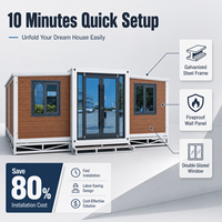 Maison conteneur moderne extensible et respirante de 20 pieds avec porte coulissante en bois naturel et cuisine pour studio de jardin