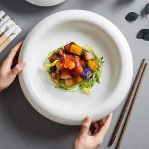 Керамическая обеденная тарелка в скандинавском стиле в западном стиле, белая паста, суп, салат, сладкий десерт, шоу, Сервировочная тарелка, столовая посуда для домашнего ресторана