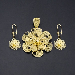 JXX Jewelry Multi Style Fashion Bridal Wedding Dubai 24K Plated <b>Gold</b> Big Pendant Necklace and <b>Earrings</b> Jewelry <b>Set</b> - Product Image 4