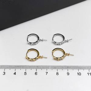 Accesorios de Plata S925 para DIY con Perlas, Broche de Oreja con Cuentas Redondas de 10-15 mm y Bandeja Vacía 22316 - Product Image 4